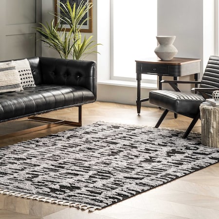 Nuloom Cosette Abstract High Low Textured Tassel Area Rug 4ft x 6ft KKLR21B-406